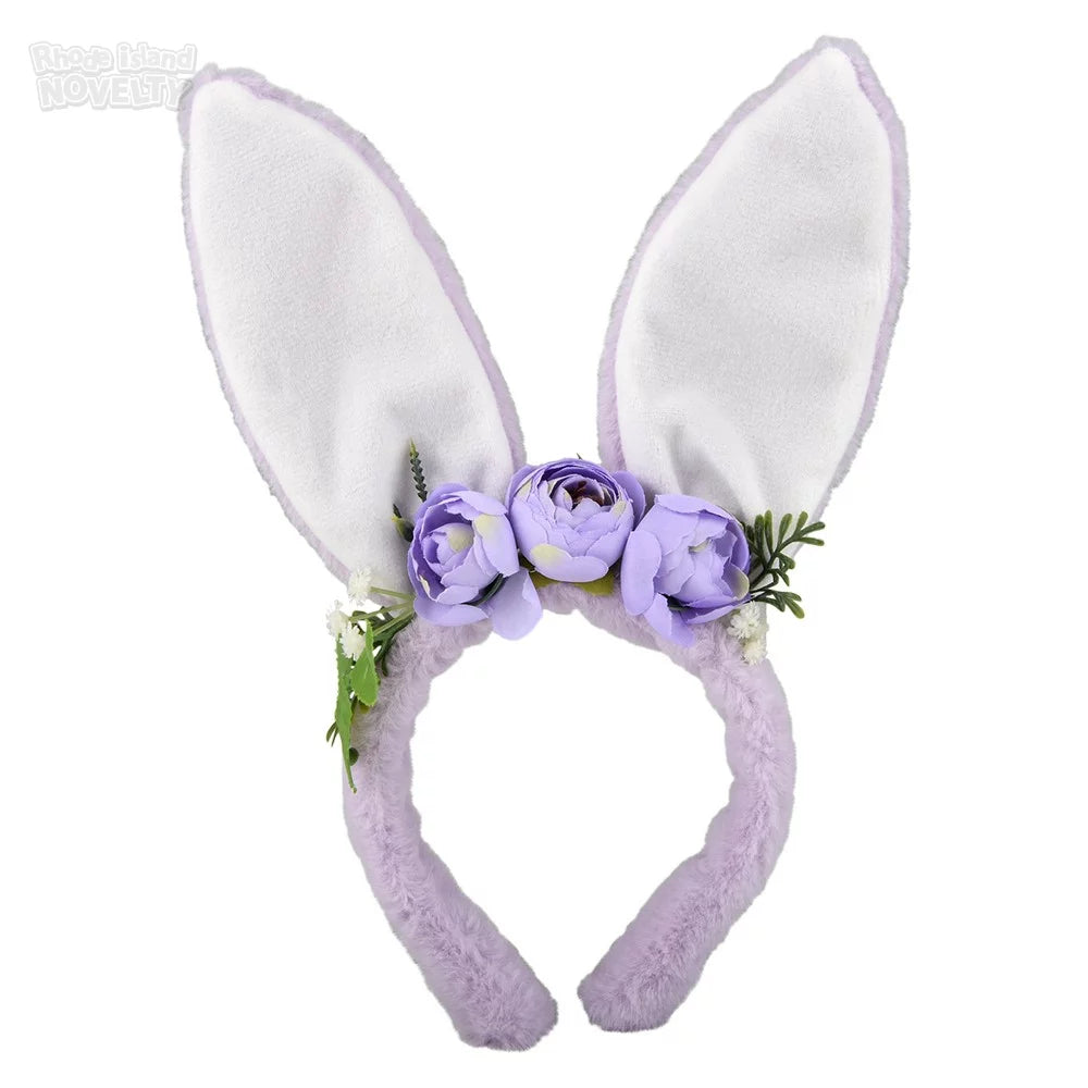 Plush Bunny Ears with Flowers