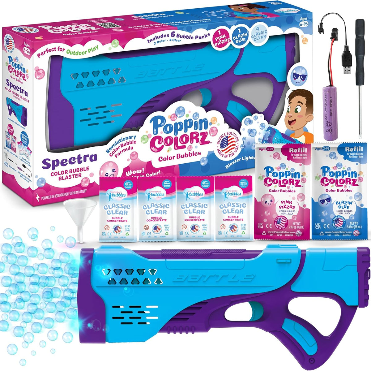 PoppinColorz Spectra Color Bubble Blaster — Piccolo Mondo Toys