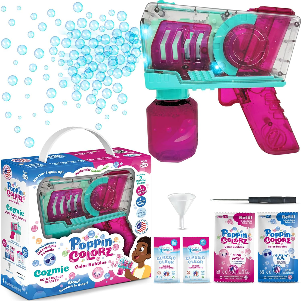 3本セットThe POnist in Glow PenC Bubble1000 PoppinColorz Cozmic Color Bubble Blaster — Piccolo Mondo Toys