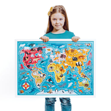 World Map Puzzle for Kids - 75 Piece - World Puzzles with Continents - Childrens Jigsaw Geography Puzzles for Kids Ages 5, 6, 7, 8-10 Year Olds - Glo