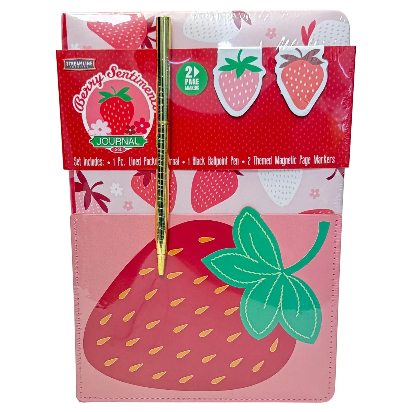 Strawberry Pocket Journal with Pen