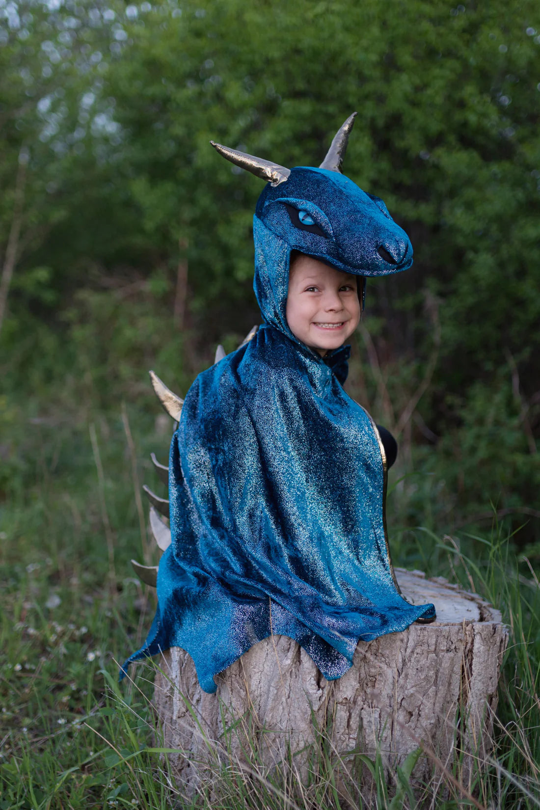 Teal & Gold Starry Night Dragon Cape Size 5-6
