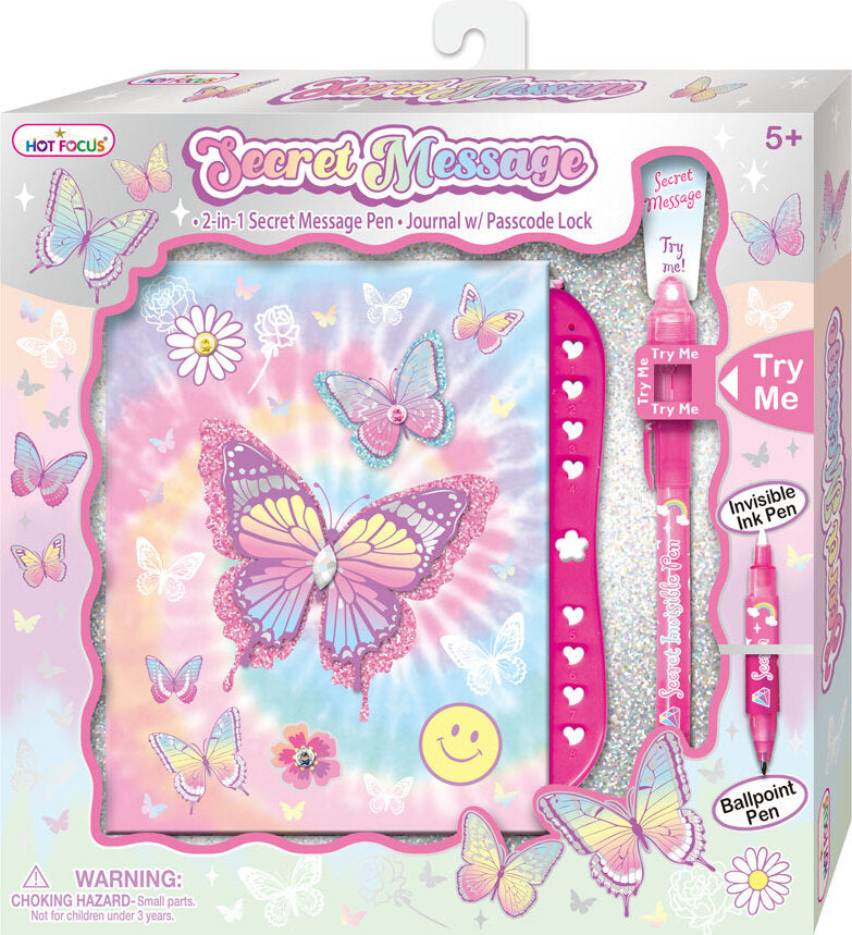 Tie Dye Butterfly 2-in-1 Secret Message Pen & Journal Set