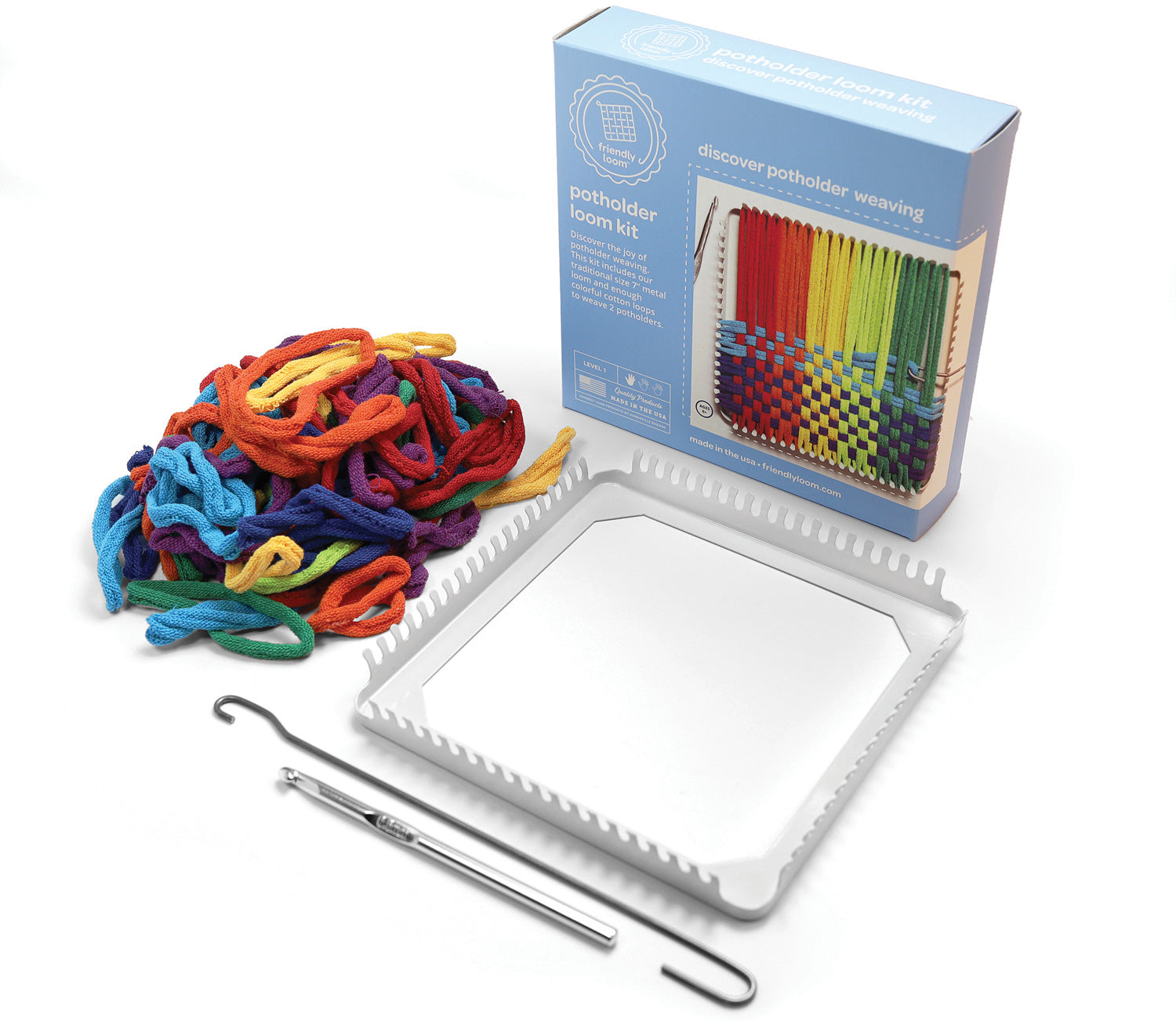 Traditional Potholder Loom with Cotton Loops