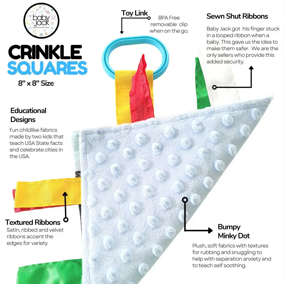 Dinosaurs Tag & Crinkle Square Blankie