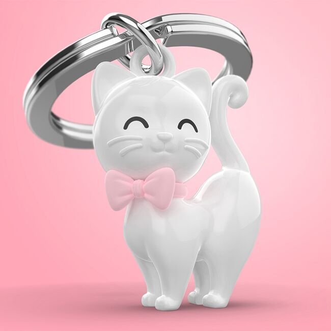 White Cat Keychain