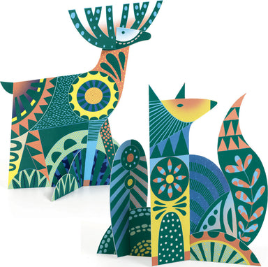 Folk Animal Scratch Card Sculptures Activity Set