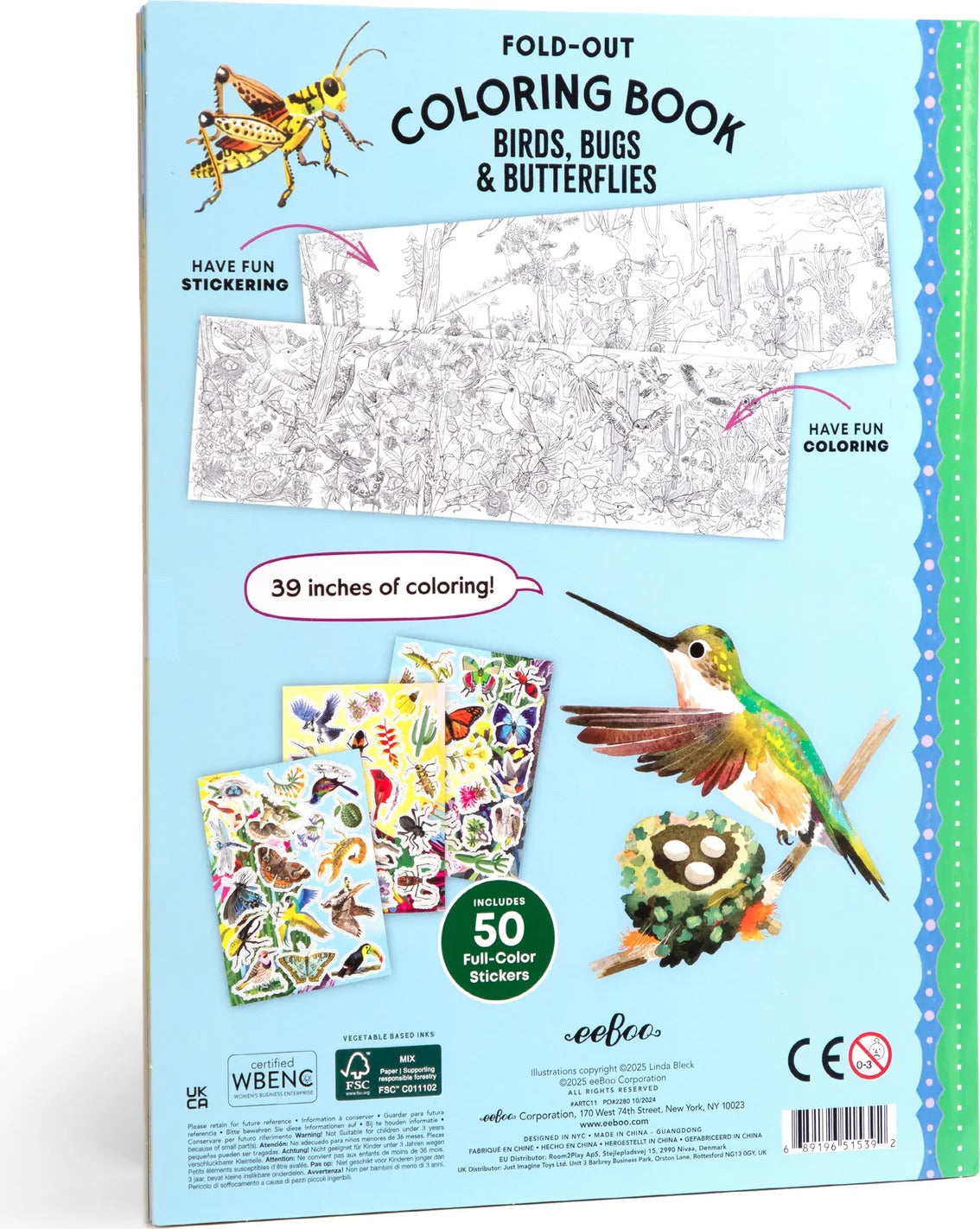 Bugs, Birds & Butterflies (fold-out coloring book with stickers)