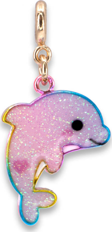 Gold Glitter Tie-Dye Dolphin Charm