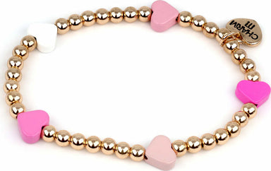 Gold Bead  Heart Stretch Bracelet