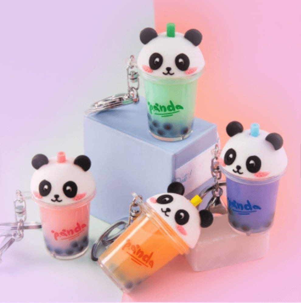 Panda Boba Tea Floaty Key Ring