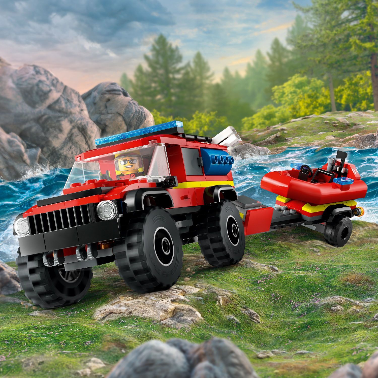 LEGO® City Fire: 4x4 Fire Truck with Rescue Boat