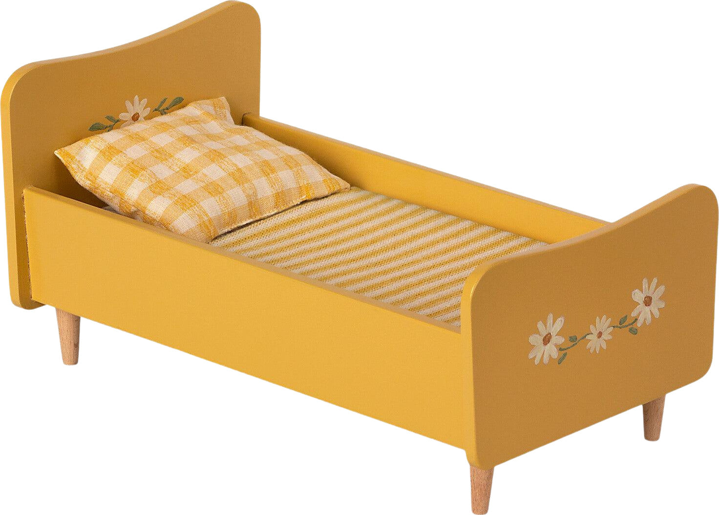 Wooden Bed Miniature - Yellow