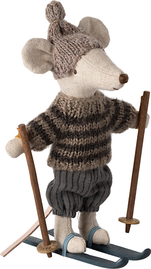 Big Brother Winter Mouse with Ski Set in Grey