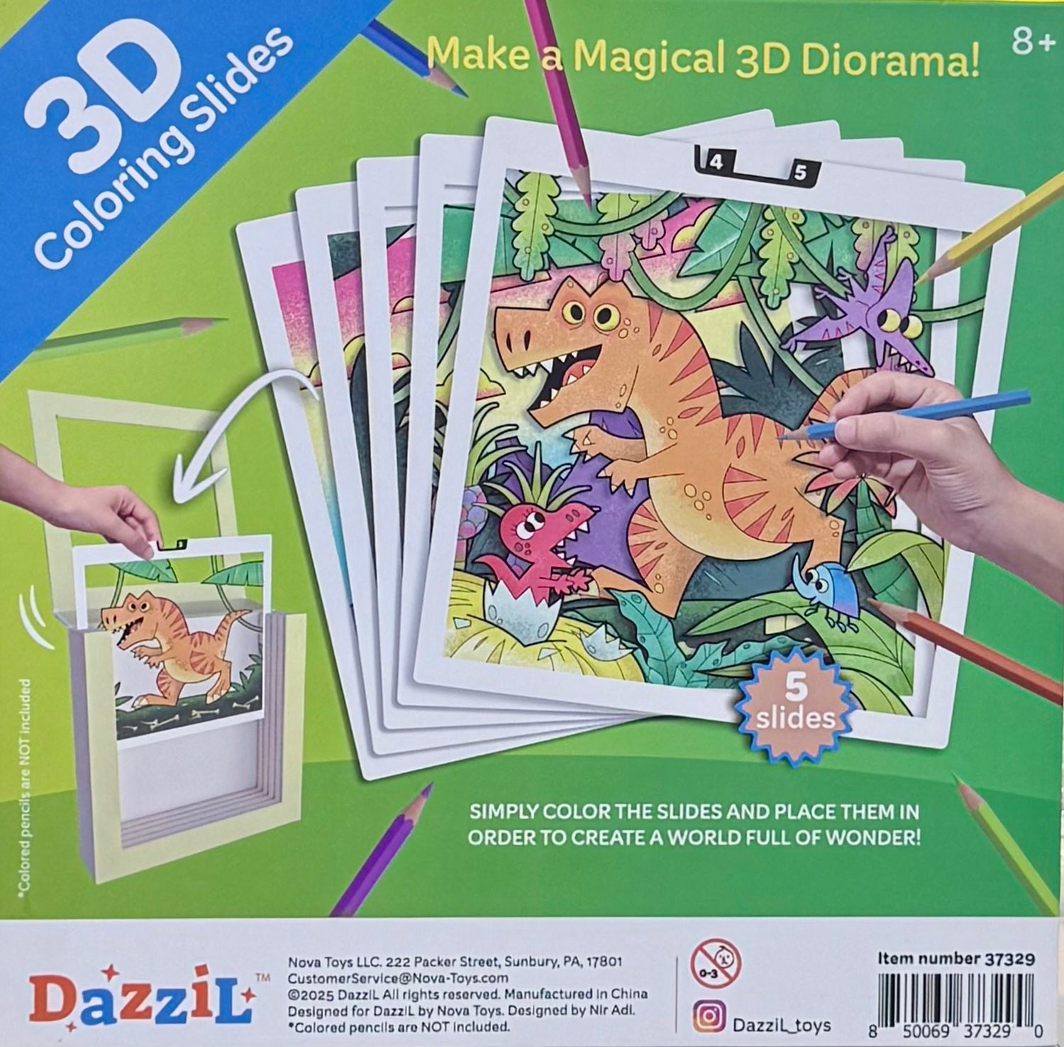 3D Coloring Slides - Dinosaur