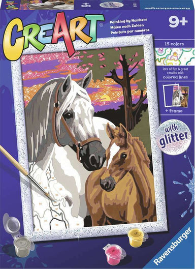 CreArt: Sunset Horses with Glitter 7" x 10"