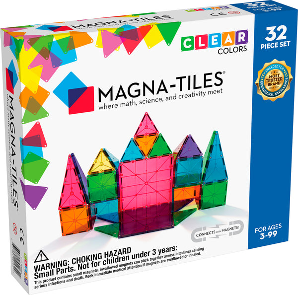 Magna-Tiles Clear Colors 32 Piece Set — Piccolo Mondo Toys