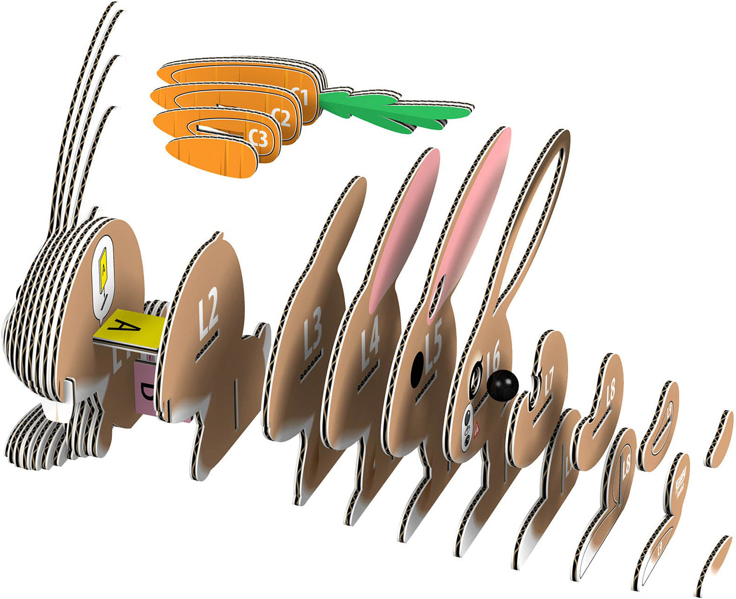 Eugy Rabbit 3D Cardboard Model Kit