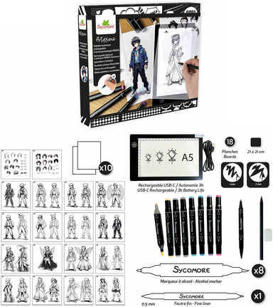 Sycomore Artissimo Create Your Manga Characters Rechargeable Light Pad
