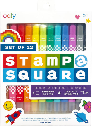 Stamp a Square Double-Ended Markers - Set of 12