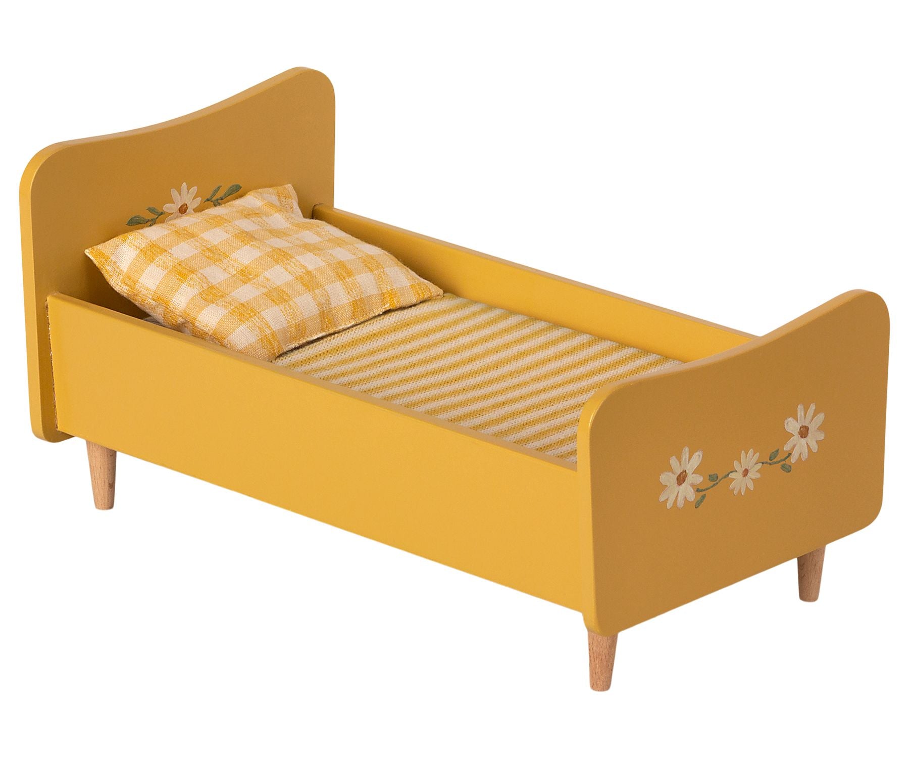 Maileg Yellow Mini Wooden Bed