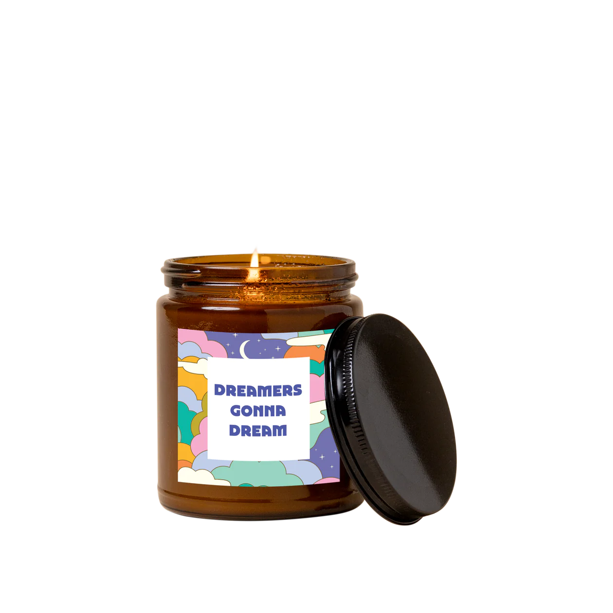 Dreamers Gonna Dream Amber Candle Jar with Lid