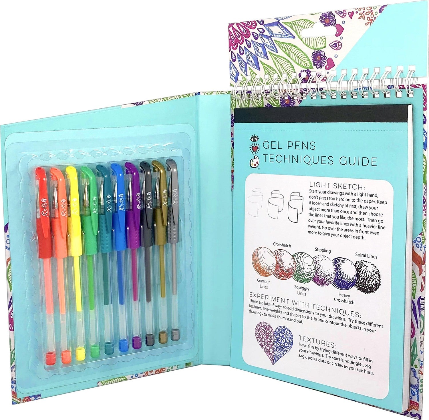 Iheartart Travel Art Pack Gel Pens All In 1 Paper Pad Drawing Set