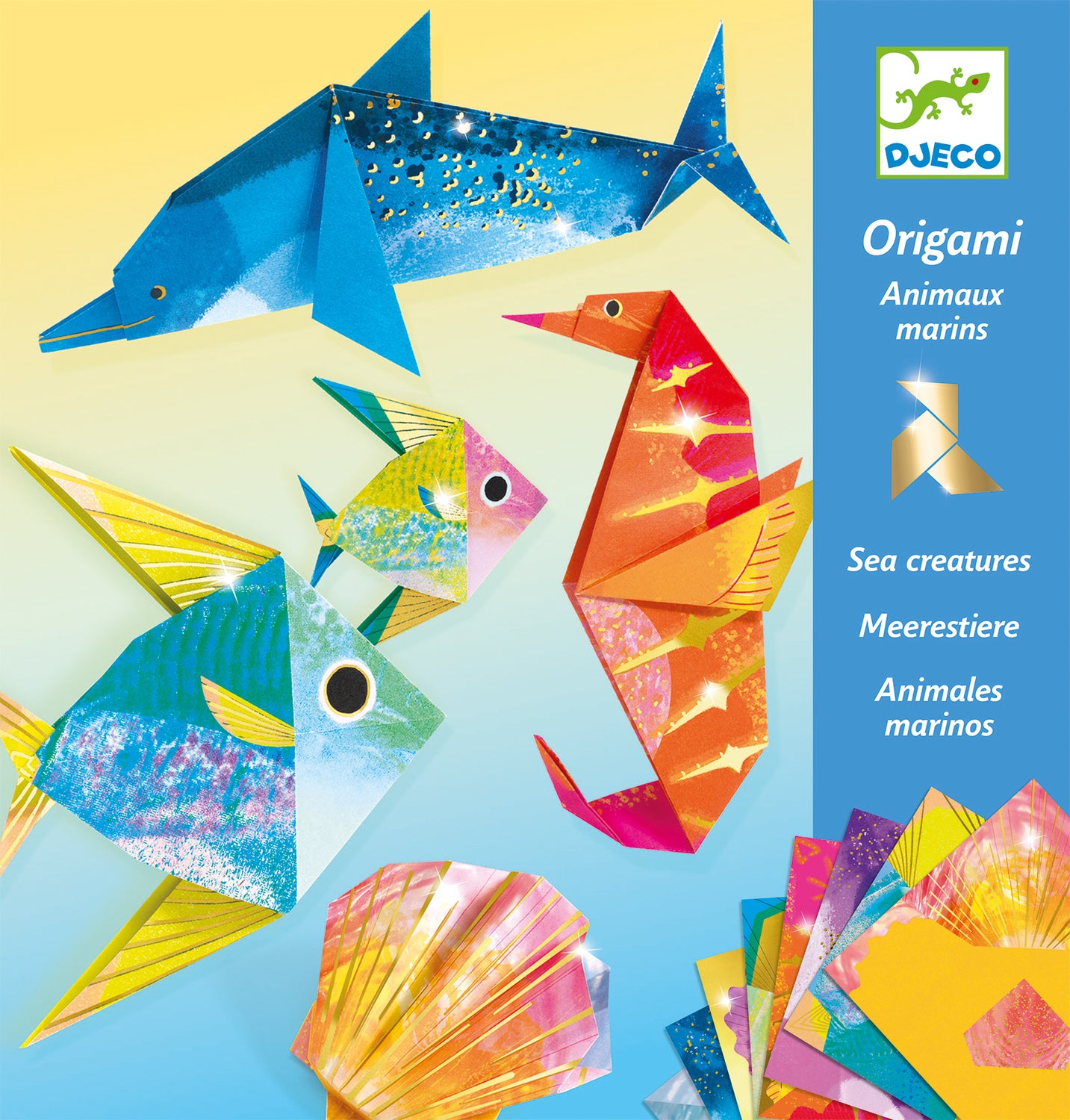  DJECO Kit de manualidades de papel de origami de dinosaurio :  Arte y Manualidades
