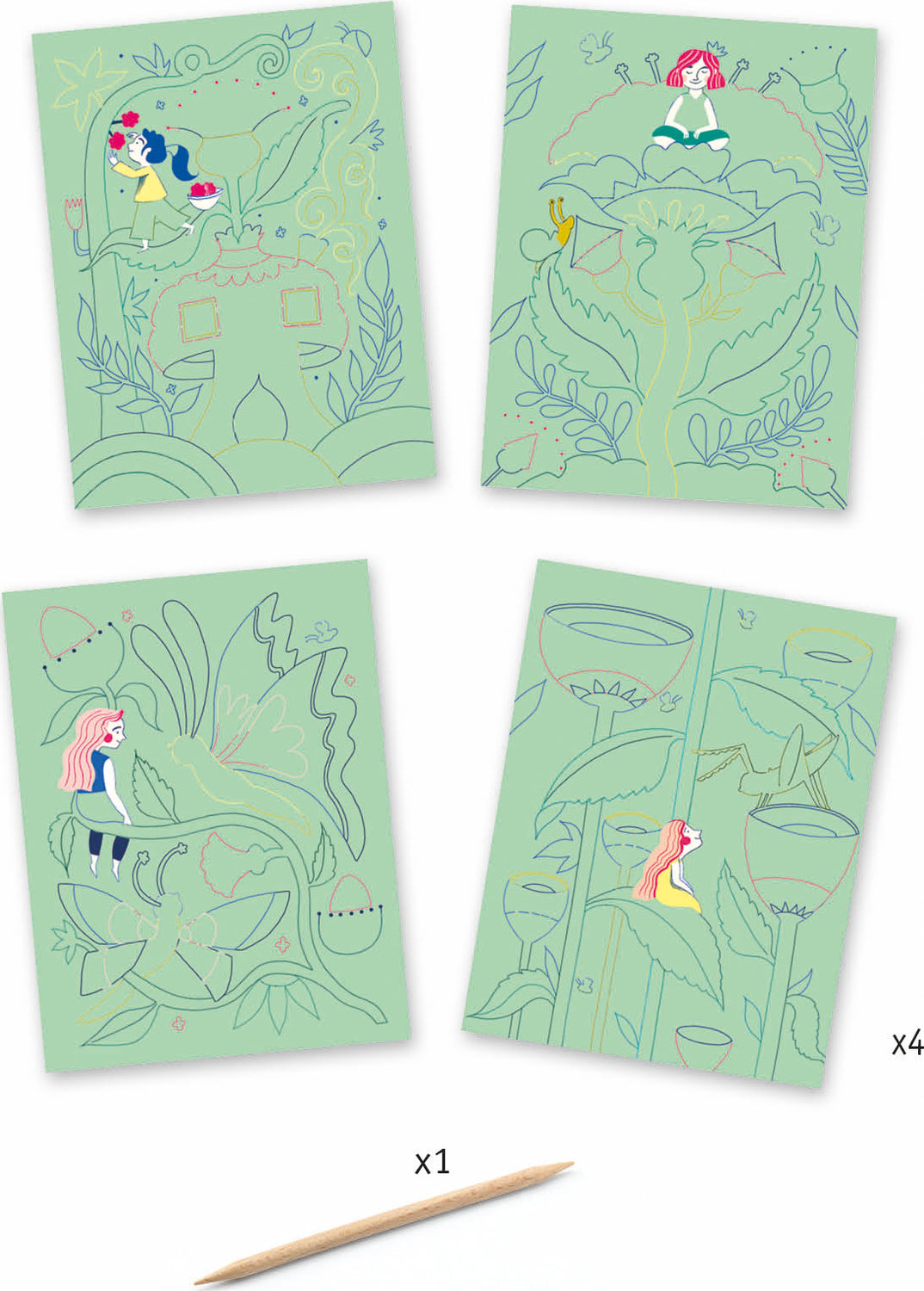 Djeco Fantasy Garden Scratch Card Activity Set