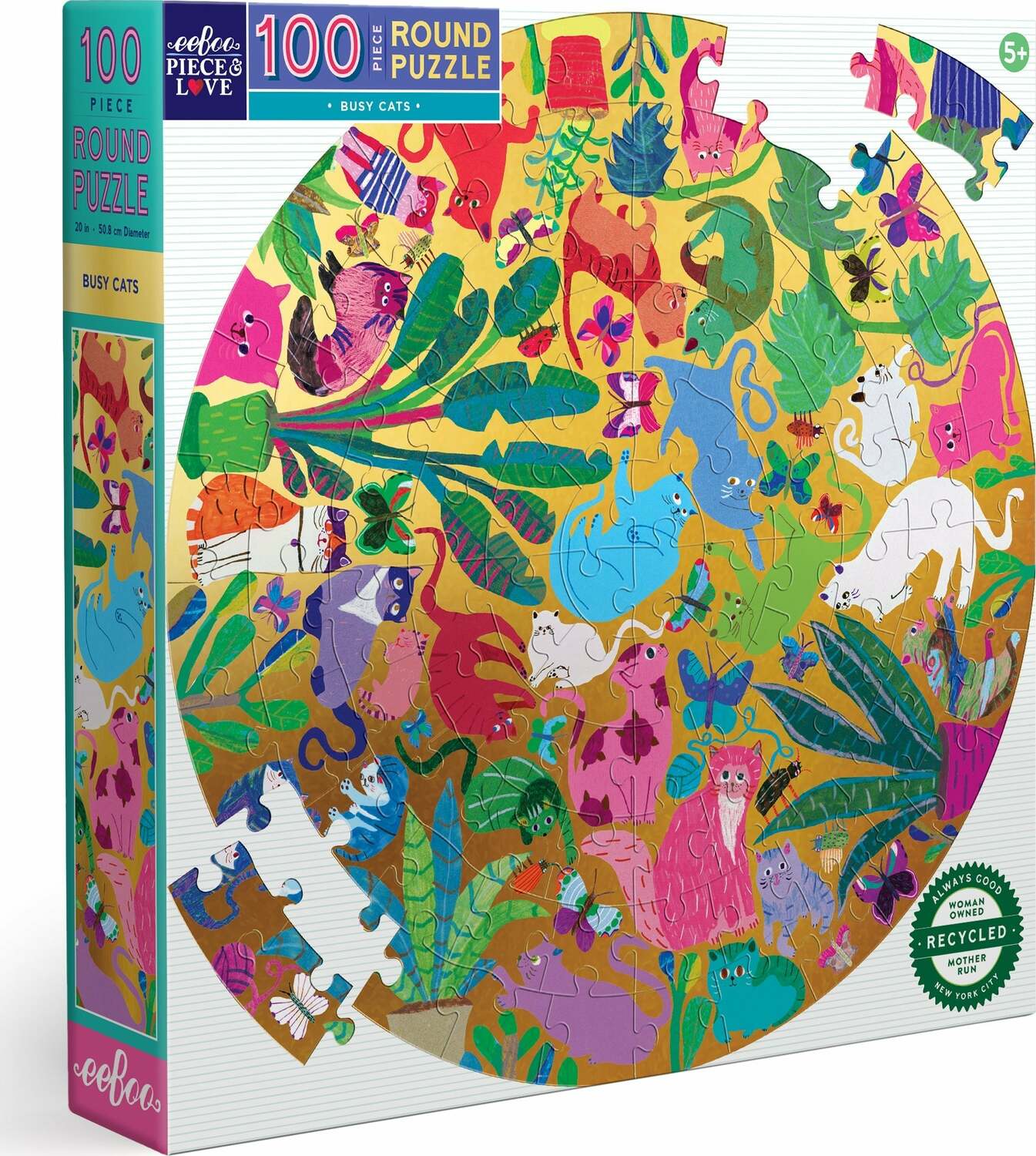 Busy Cats 100 Piece Round Puzzle