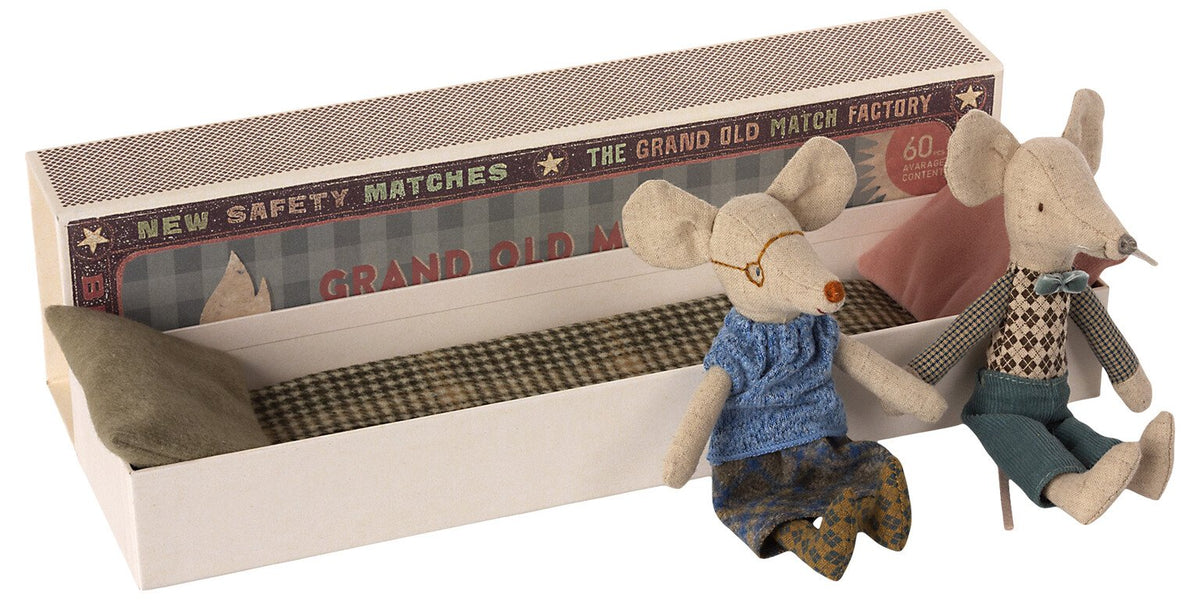 Maileg Grandma & Grandpa Mice in Box — Piccolo Mondo Toys