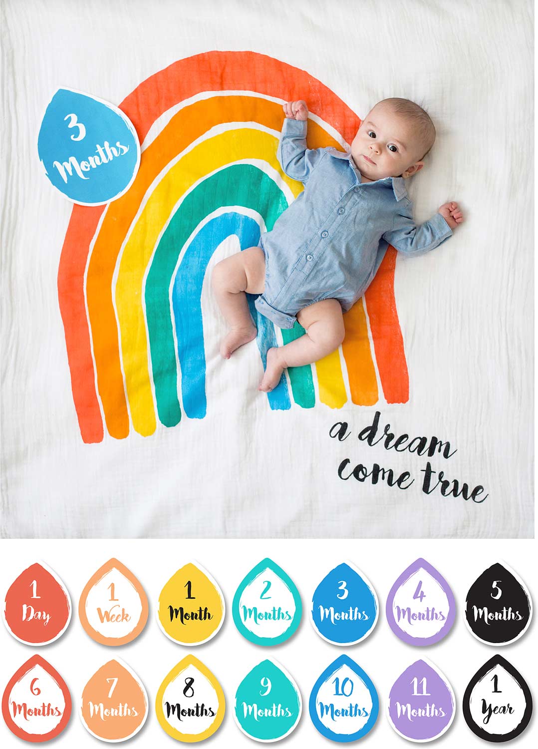 Lulujo "A Dream Come True" Baby's First Year Blanket & Cards Set