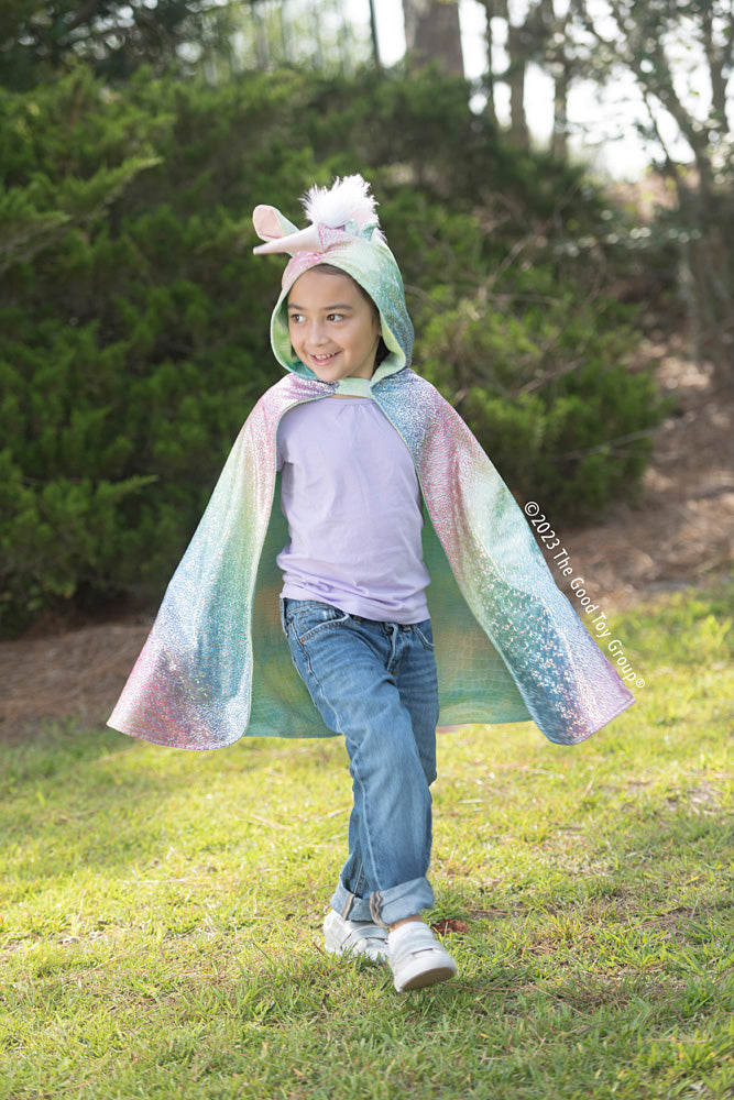 Reversible Rainbow Unicorn Dragon Cape - Size 5/6