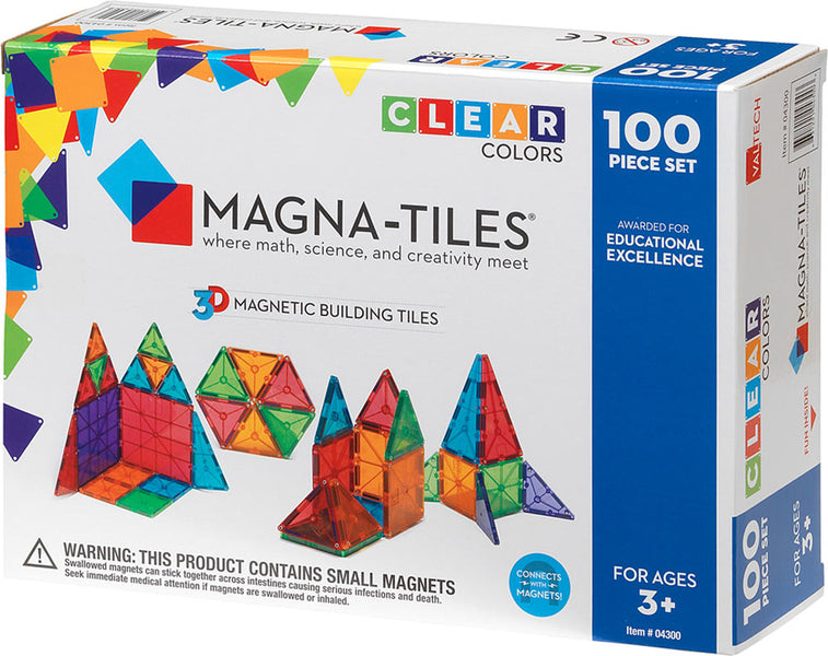 マグナタイルズ 200ピース Magna-Tiles CLEAR COLORS Magna-Tiles Clear 100 Piece Set — Piccolo Mondo Toys