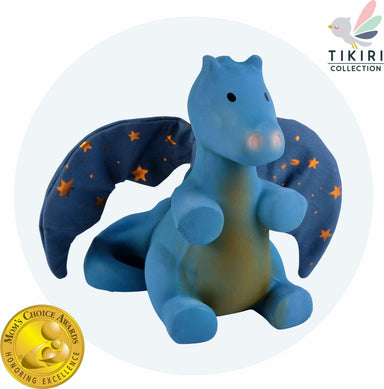 Midnight Dragon Natural Rubber Organic Rattle with Crinkle Wings