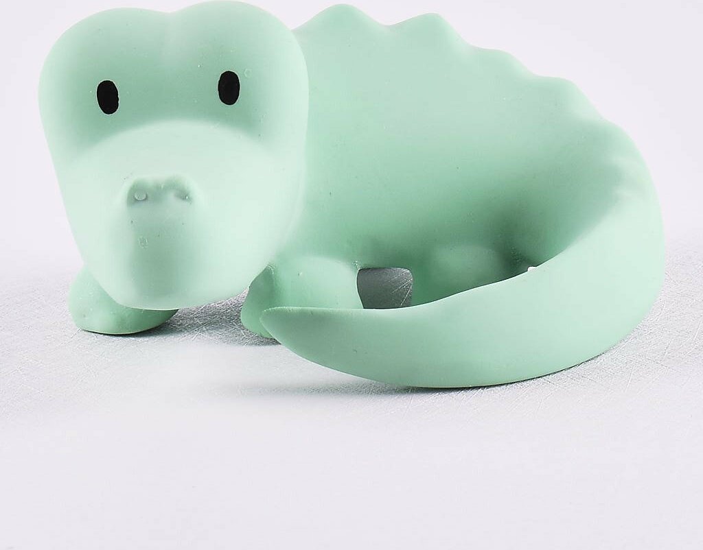 Crocodile Natural Organic Rubber Teether, Rattle & Bath Toy 